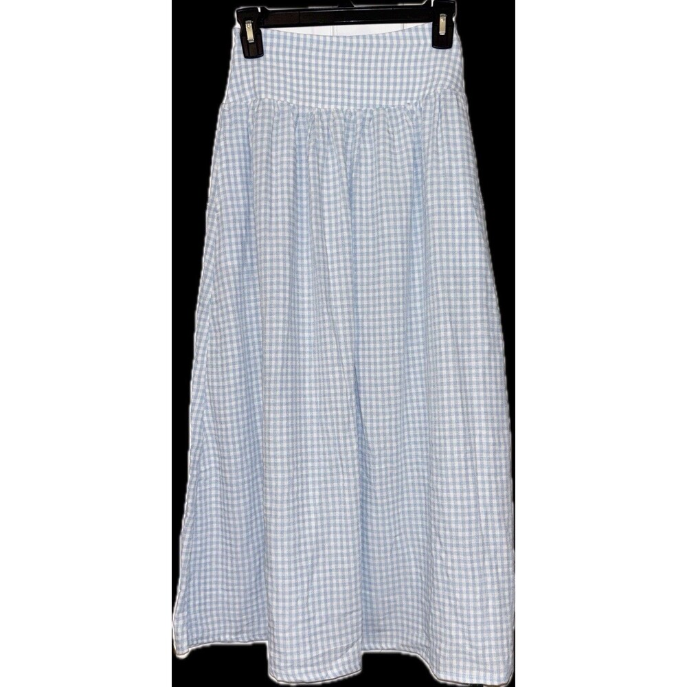 Halara Blue And White Checked Midi Skirt XS Pull On